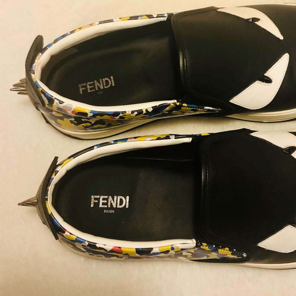 Fendi Monster Eyes Confetti Leather Skate Sneakers - Picture 6 of 8
